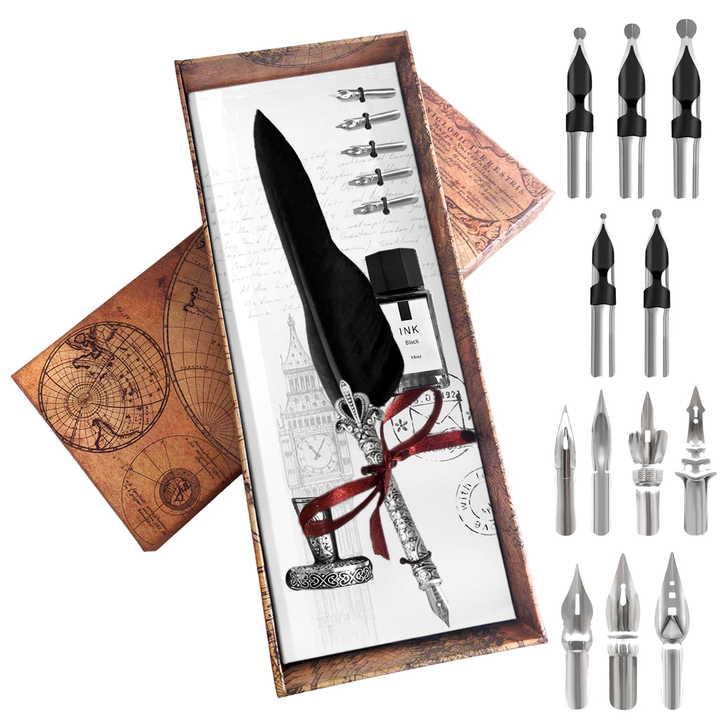 Calligraphy Pen Set, Feather Pen, Calligraphy Pen Set, Quill And Ink Set, Calligraphy Set For Beginners, Feather Pen And Ink Set, Quill Pen And Ink Set, Quill Pen - Black Feather Pen