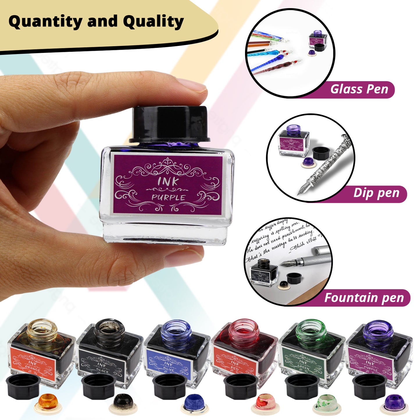 Calligraphy Ink Set, Calligraphy Pen Set Ink, Dip Pen ink, Glass Dip Pen Ink, Quill Pen Ink, Feather Pen Ink, Wooden Dip Pen Ink, Ink Set