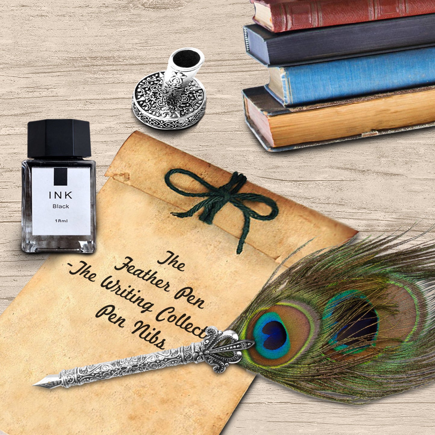 Peacock Feather Pen, Quill And Ink Set, Dip Pen Set, Quill Pen And Ink, Calligraphy Pen Set, Quill And Ink Set,Calligraphy Set For Beginners