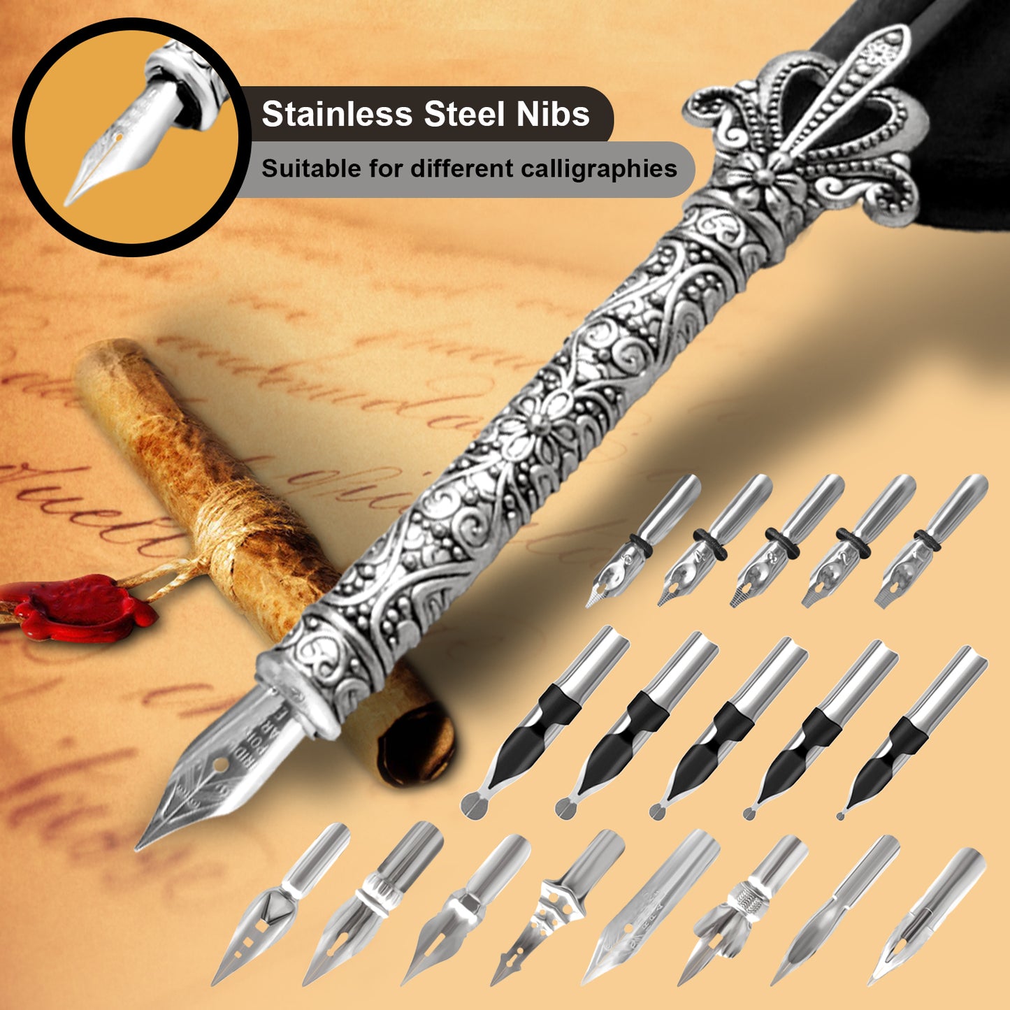 Calligraphy Pen Set, Feather Pen, Calligraphy Pen Set, Quill And Ink Set, Calligraphy Set For Beginners, Feather Pen And Ink Set, Quill Pen And Ink Set, Quill Pen - Black Feather Pen