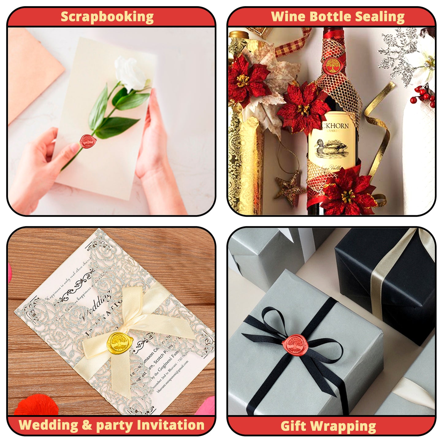 Wax Seal Kit 150pcs Wax Seal Red Beads, Wax Seal Spoon and Candles
