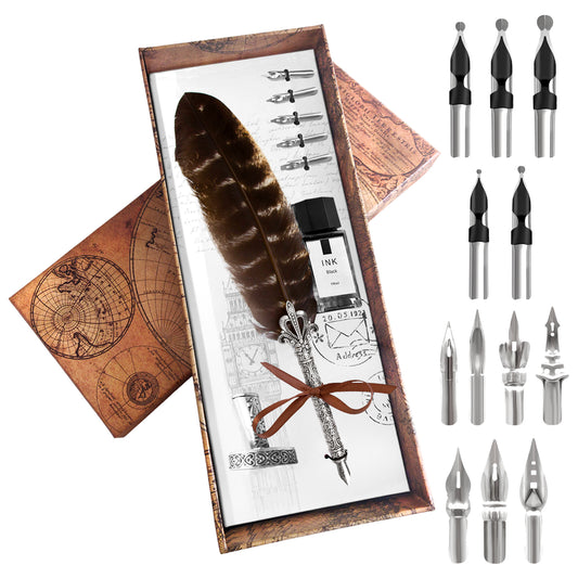 Calligraphy Pen Set, Feather Pen, Calligraphy Pen Set, Quill And Ink Set, Calligraphy Set For Beginners, Feather Pen And Ink Set, Quill Pen And Ink Set, Quill Pen - Natural Feather Pen