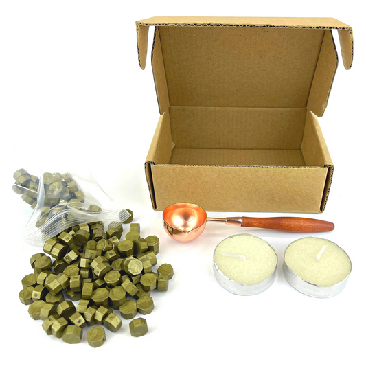 Wax Seal Kit 150pcs Wax Seal Green Beads, Wax Seal Spoon and Candles