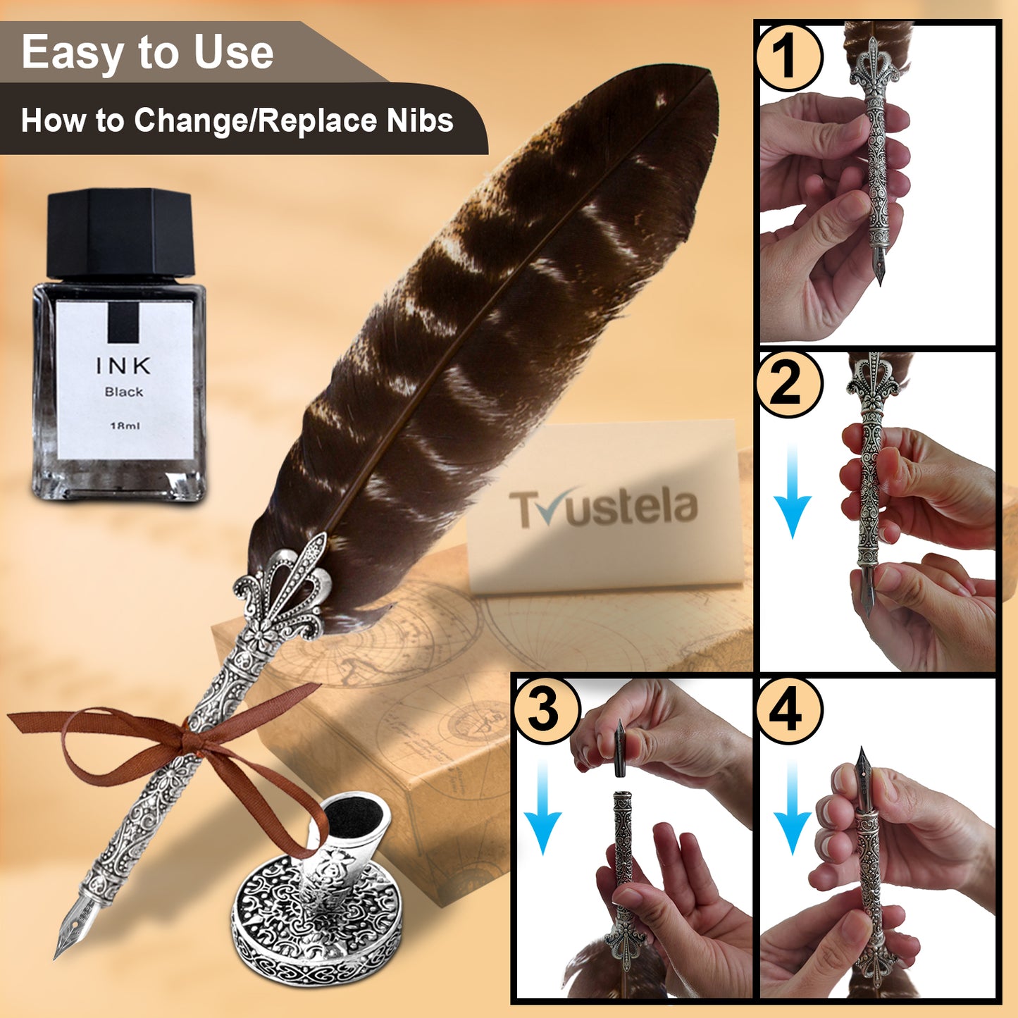 Calligraphy Pen Set, Feather Pen, Calligraphy Pen Set, Quill And Ink Set, Calligraphy Set For Beginners, Feather Pen And Ink Set, Quill Pen And Ink Set, Quill Pen - Natural Feather Pen
