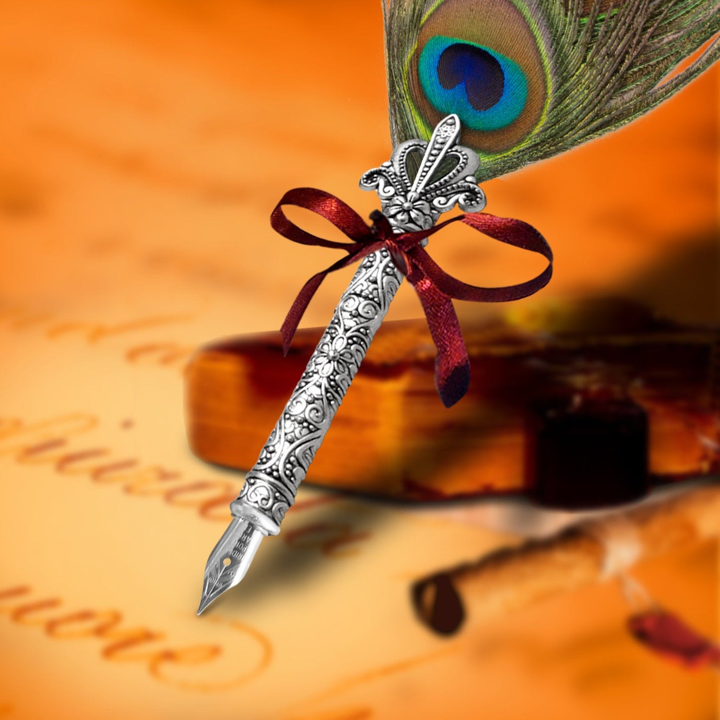 Peacock Feather Pen, Quill And Ink Set, Dip Pen Set, Quill Pen And Ink, Calligraphy Pen Set, Quill And Ink Set,Calligraphy Set For Beginners