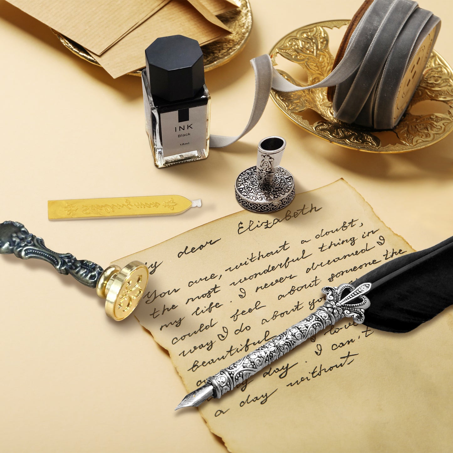 Calligraphy Pen Set, Feather Pen, Calligraphy Pen Set, Quill And Ink Set, Calligraphy Set For Beginners, Feather Pen And Ink Set, Quill Pen And Ink Set, Quill Pen - Black Feather Pen