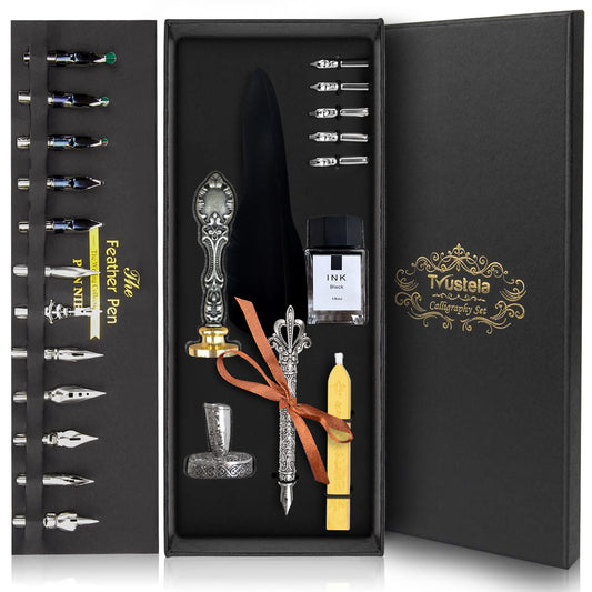 Calligraphy Pen Set, Feather Pen, Calligraphy Pen Set, Quill And Ink Set, Calligraphy Set For Beginners, Feather Pen And Ink Set, Quill Pen And Ink Set, Quill Pen - Black Feather Pen
