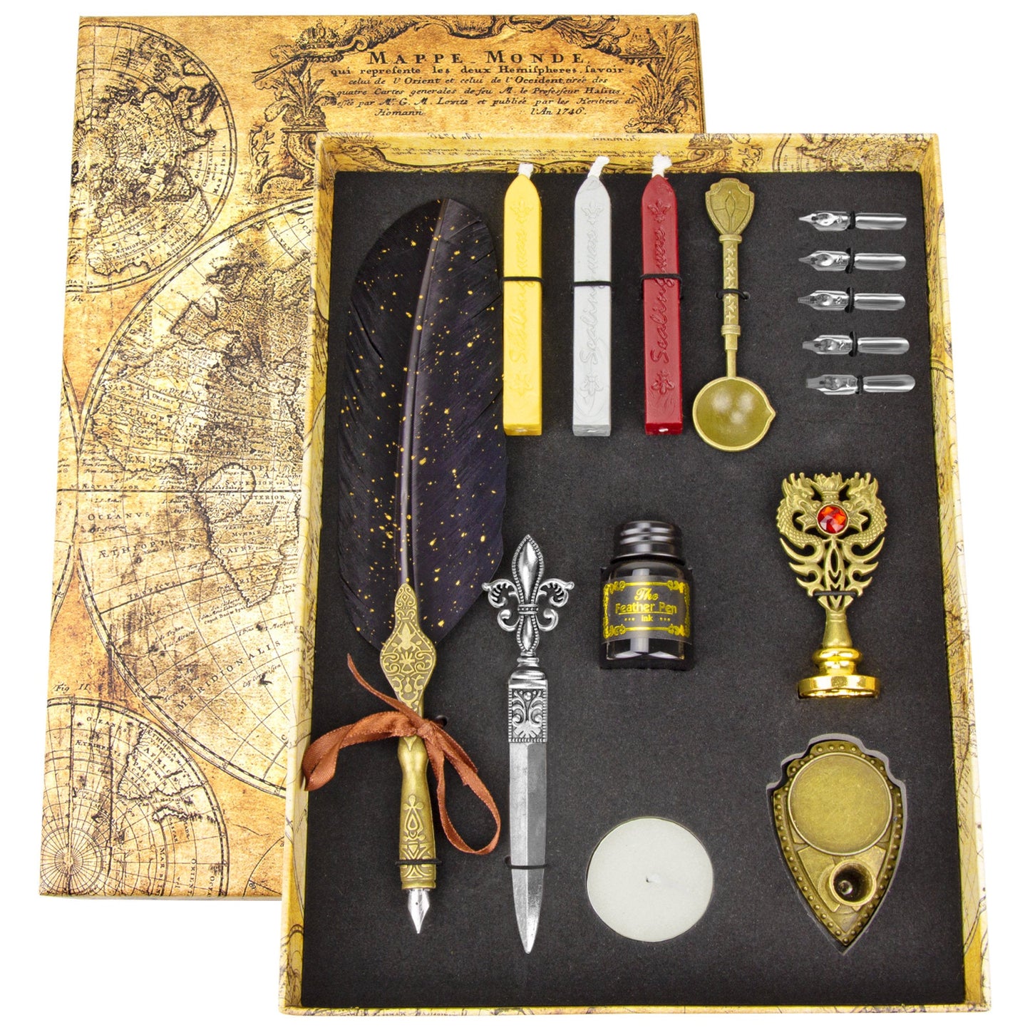 Wooden Pen, Quill, Ink & Wax Stamp Set – Trustela