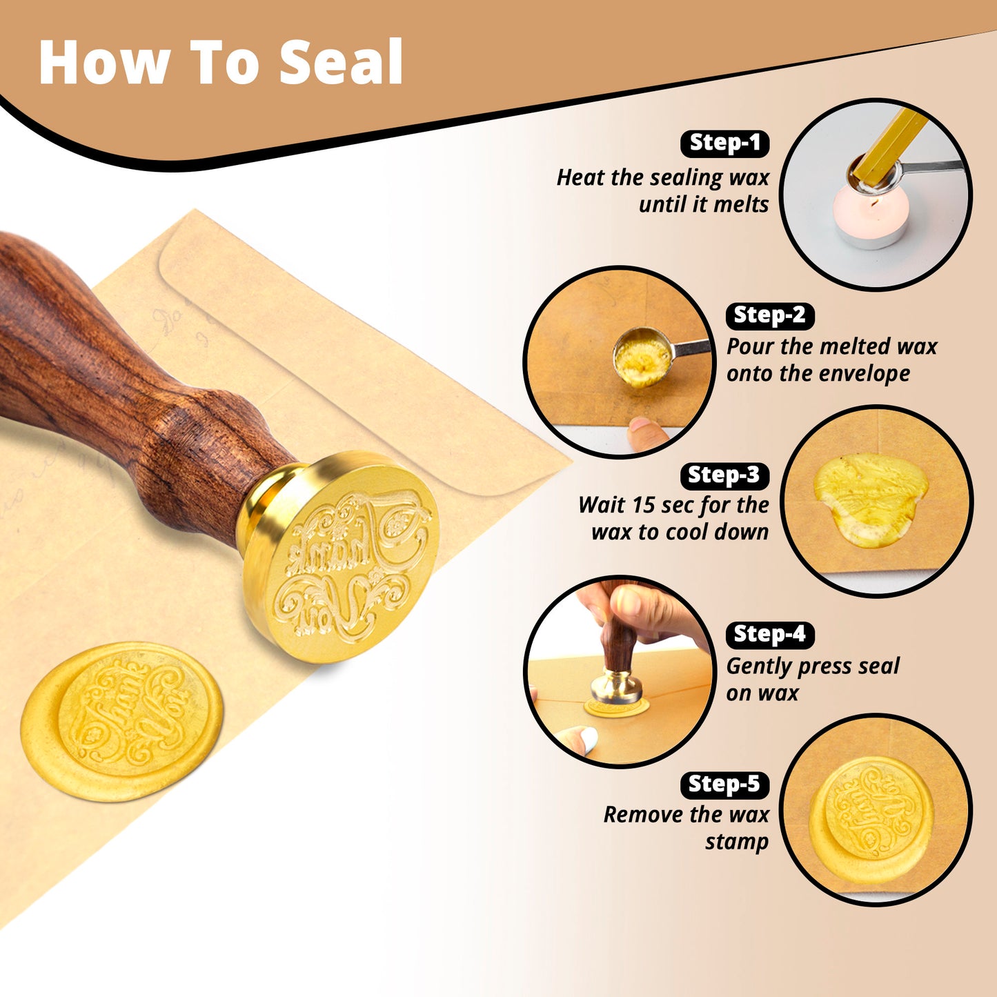 Wax Seal Stamp Set-Sealing Wax Stamps Tree Of Life Stamp, Thank You Stamp, Best Wishes Stamp & Happy Birthday Seal Wax Stamp Kit In Gift Box