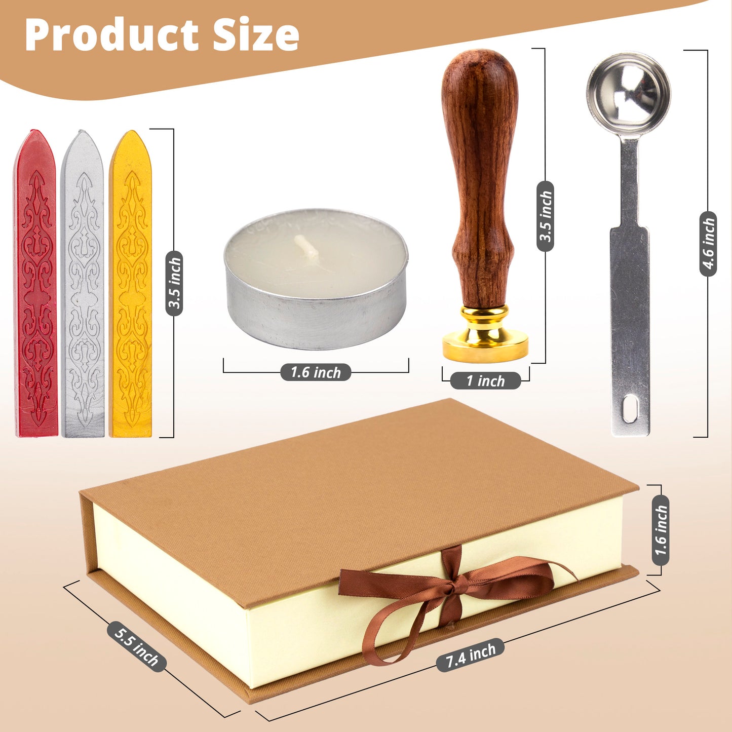 Wax Seal Stamp Kit-Wax Seal Kit With Gold,Silver and Red Wax Sticks,Tree Of Life Wax Stamp,Wax Seal Spoon & Two Tealight Candles In Gift Box
