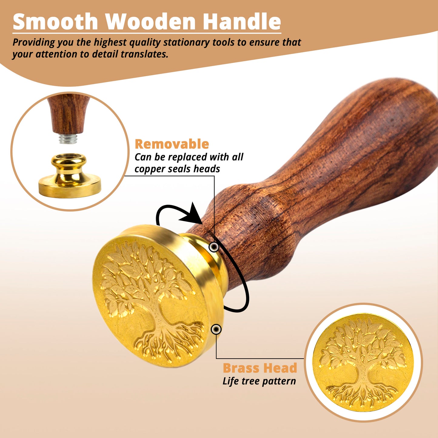 Wax Seal Stamp Kit-Wax Seal Kit With Gold,Silver and Red Wax Sticks,Tree Of Life Wax Stamp,Wax Seal Spoon & Two Tealight Candles In Gift Box