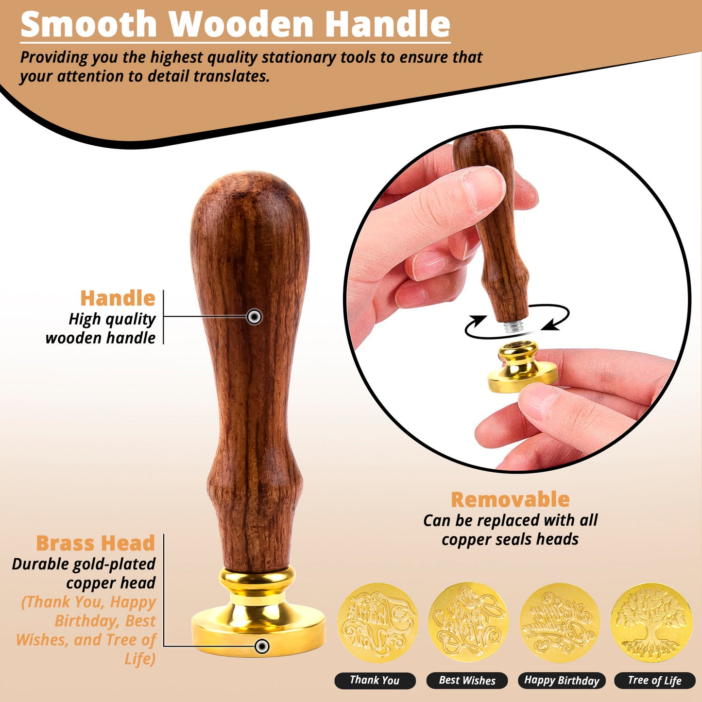 Wax Seal Stamp Set-Sealing Wax Stamps Tree Of Life Stamp, Thank You Stamp, Best Wishes Stamp & Happy Birthday Seal Wax Stamp Kit In Gift Box