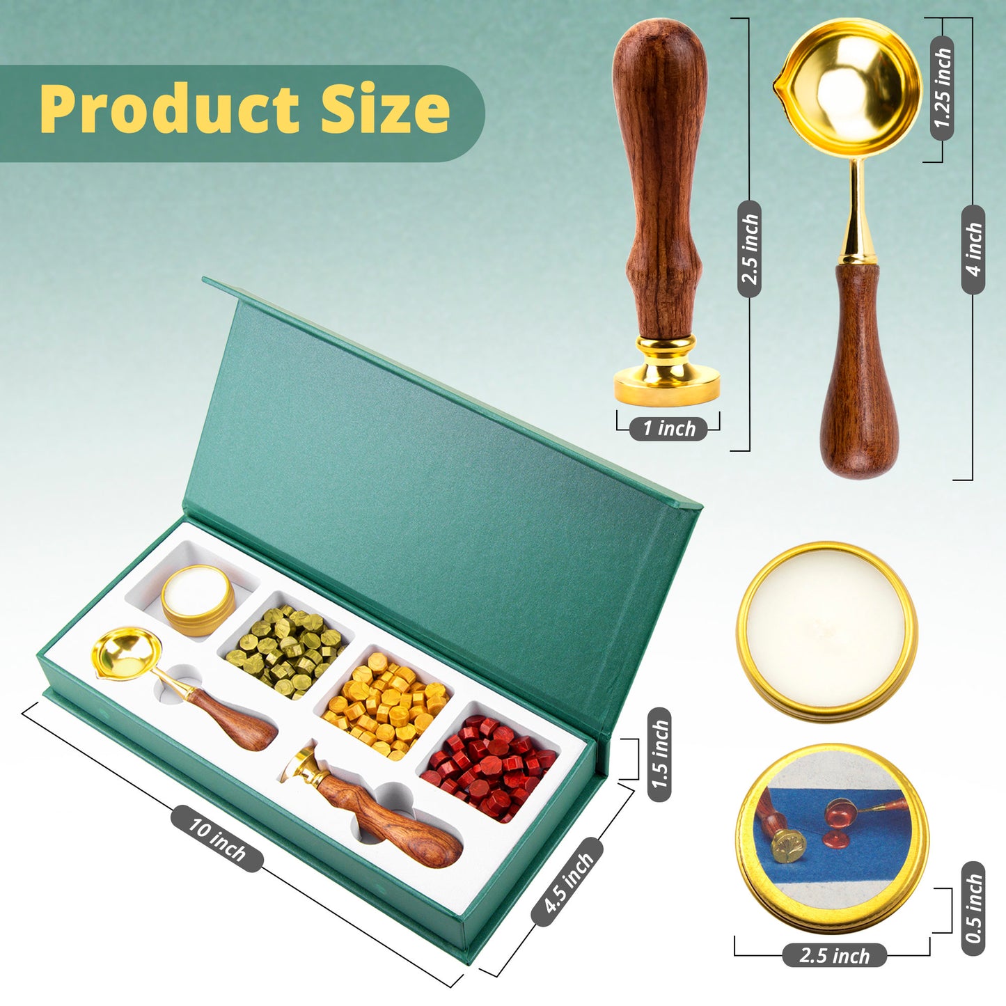 Wax Seal Kit 150pcs Wax Seal Green Beads, Wax Seal Spoon and